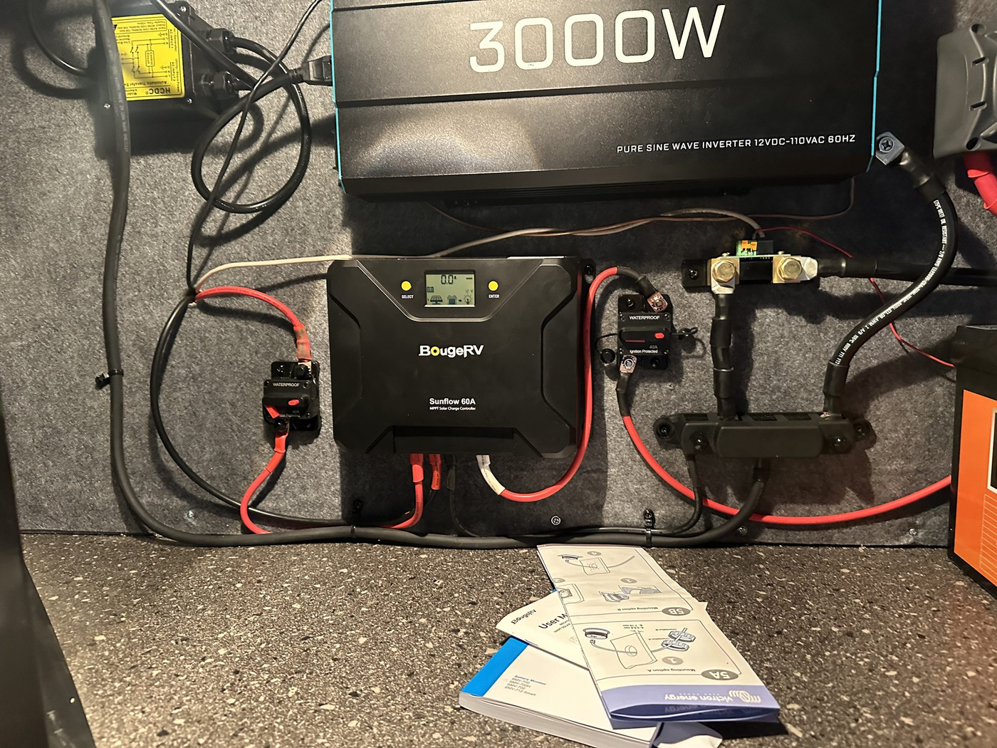 RV inverter battery wiring and power system installation